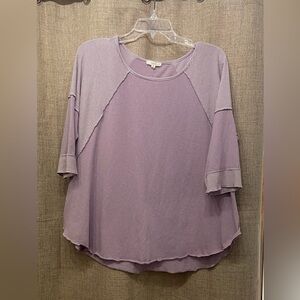 Easel Lavender Striped shirt Sleeve Top